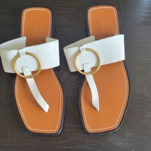 Frame Denim Cream and Gold Sandals